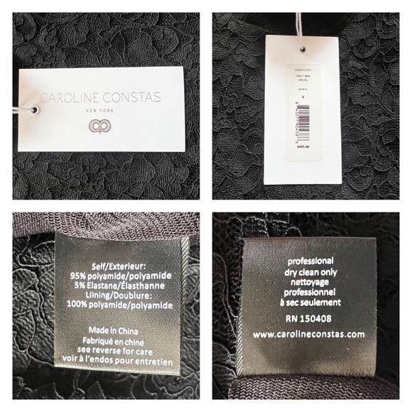 New! CAROLINE CONSTAS Satin Lace Ruffled Mini Dress - Picture 11 of 11